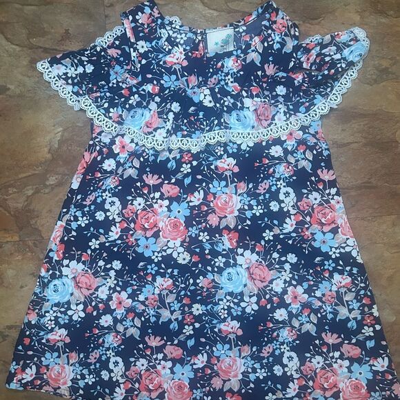 Lily Bleu Other - Lily Bleu Toddler Floral Dress 2T Navy Pink Ruffle Sleeve Summer Outfit